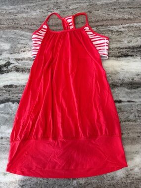 lululemon athletica Red Racerback Tank top with Striped Bust